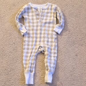 Makemake Organics Brown & White Checkered One Piece Size 12-18 Months